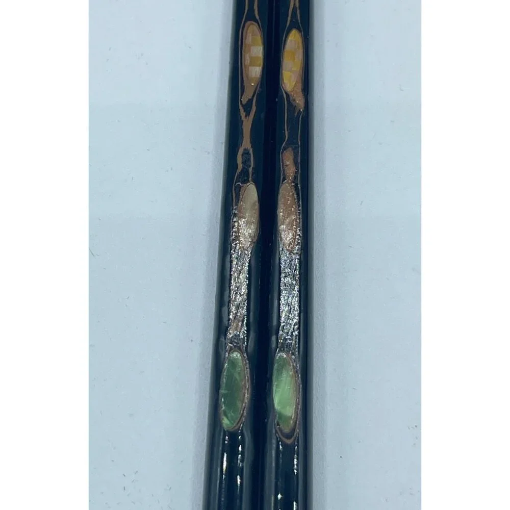3 Sets Japanese Vintage Black Lacquer Abalone Inlay Chopsticks Mother Of Pearl